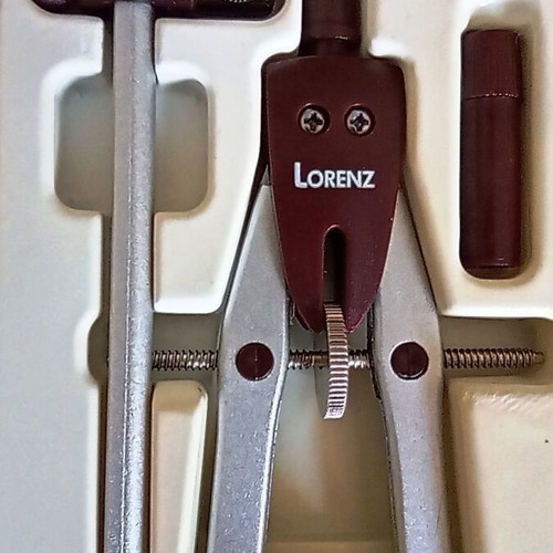 Vintage Lorenz precision metal compass set with extension and case like new