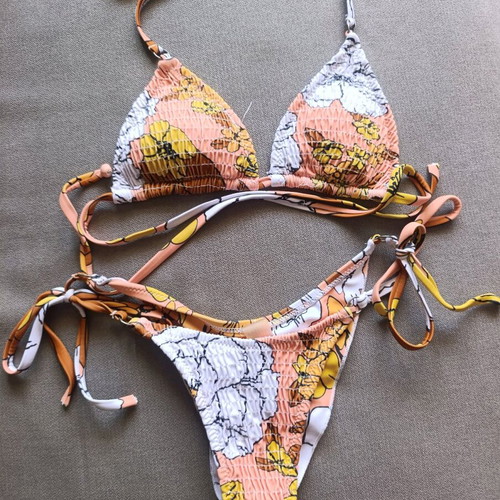 Decoro bikini set like new, brazil bottom, white and orange