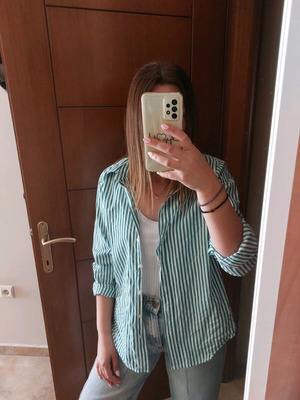 OVS striped green shirt size Small like new