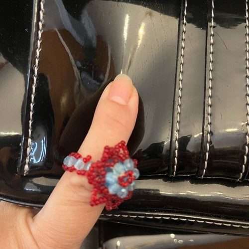 Ring with beads like new, red