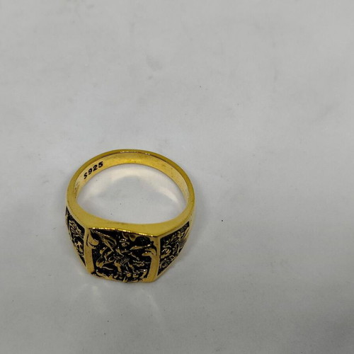 Men's Archangel Michael Ring like new, gold plated metal, size 12