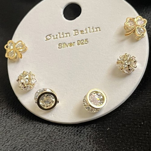 Silver earrings set 925 with gold details, new