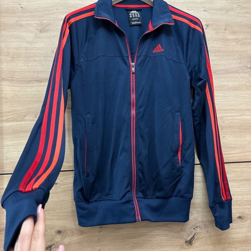 Adidas blue jacket used, XS, with red stripes