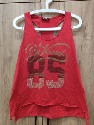 Be You Red Tank Top "Be Kind 85" with Strass Like New, Size S