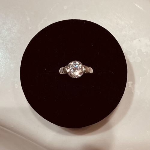 Silver solitaire ring with 1ct CZ, adjustable