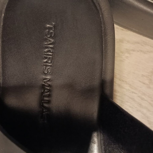 Tsakiris Mallas black leather platform sandals, size 38