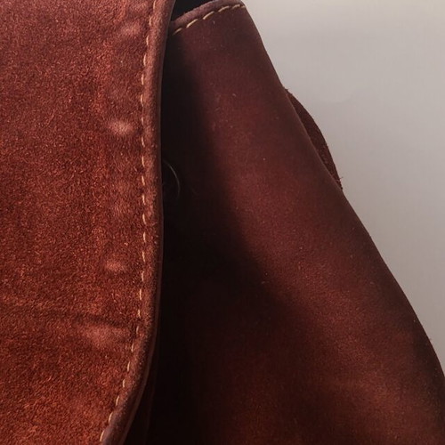 Thiros vintage suede leather backpack like new, brown and red