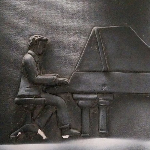 Canvas painting pianist used, 30x40 cm, black 3D art