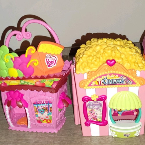 My Little Pony Grocery and Popcorn Movie Theater playsets used