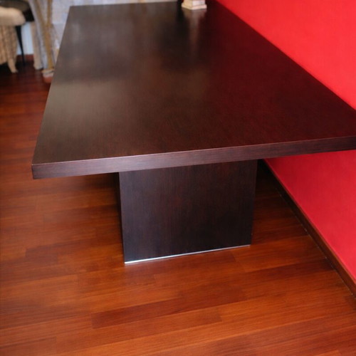 Design dining table Neo Katoikein used, dark oak veneer wenge