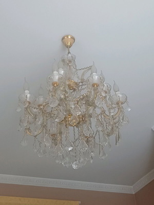Chandelier and 2 wall lamps used, set of 3 pieces