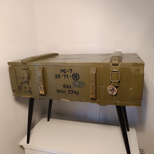 Russian army ammunition box table, antique