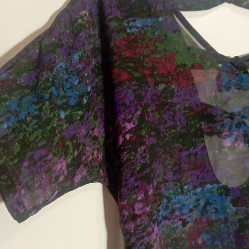 Vintage sheer top with bows, like new, multicolor, M-L