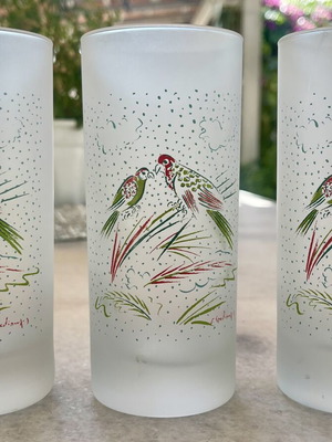 Loumidis coffee decorative collectible glasses by Giorgos Stathopoulos, set of 3