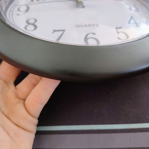 Plastic wall clock used, analog, 22 cm diameter