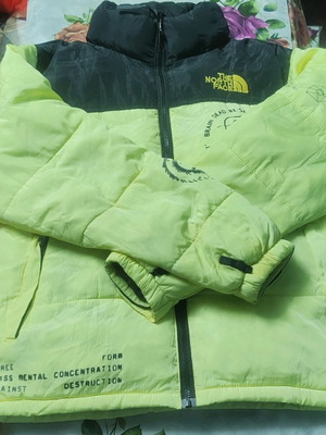 The North Face x Brain Dead Nuptse 700 Puffer Jacket like new, size L, yellow and black