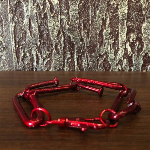 Metallic Red Steel Statement Bracelet