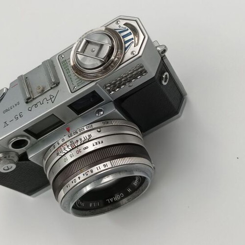 Aires 35-V Rangefinder 35mm Film Camera used with Coral 45mm f/1.8 Lens
