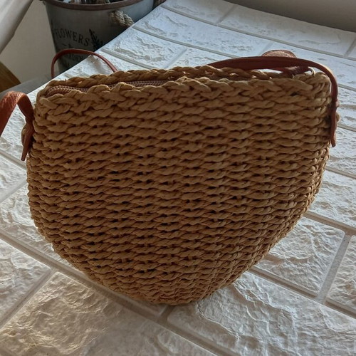 Straw crossbody bag new, beige, small size
