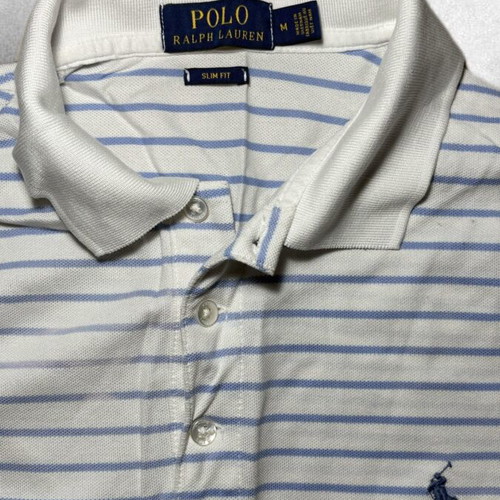 Polo Ralph Lauren Striped Polo Shirt size M like new, white and blue