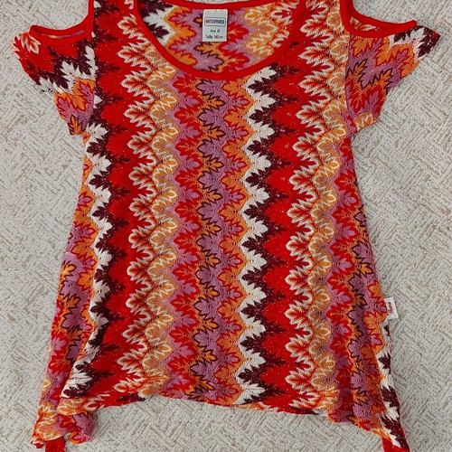 Summer blouse like new, red multicolor, size 140 cm for 10 years
