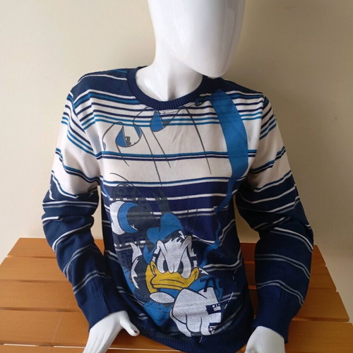 Ανδρικό πουλόβερ Surf μπλε με ζωγραφιά Donaldduck, μακρυμάνικο σαν καινούργιο