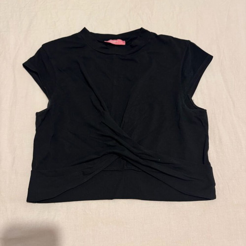 Pink Woman black cotton crop top like new, size L
