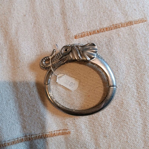 Handmade steel bracelet with elephant design and rhinestones new