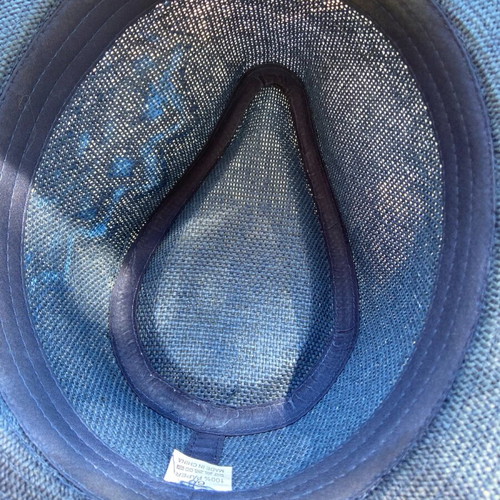 Hat blue with handmade painting new size 60