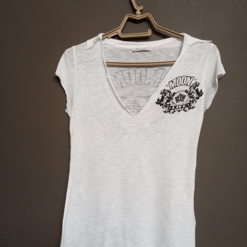 Blanco T-shirt with rhinestones, Moon Life design