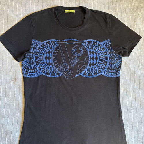 Versace Jeans Men's Large Graphic T-Shirt with Blue Tiger Emblem