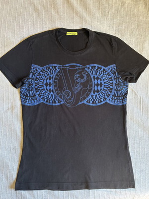Versace Jeans Men's Large Graphic T-Shirt with Blue Tiger Emblem