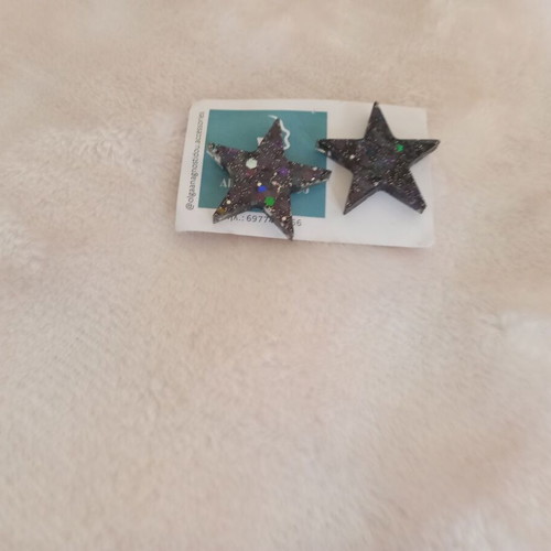 Glitter earrings new star-shaped black and multicolored