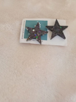 Glitter earrings new star-shaped black and multicolored