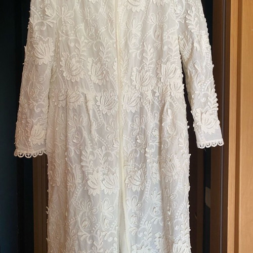 Zara lace coat white like new, cotton lace knee length