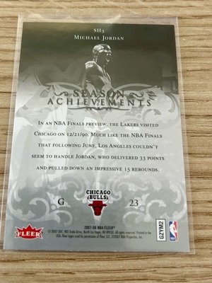 Κάρτα Michael Jordan Chicago Bulls NBA Fleer 2007 SH3