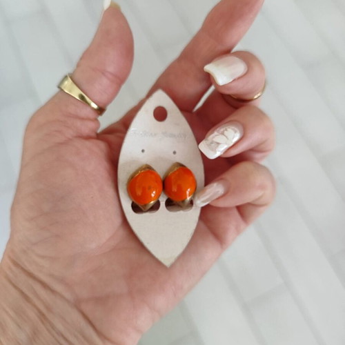 Vintage earrings new, orange and gold stainless steel
