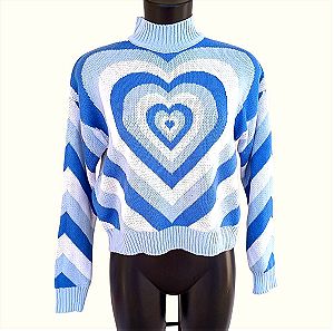 FB Sister μπλε πουλόβερ με καρδιές (Μ)