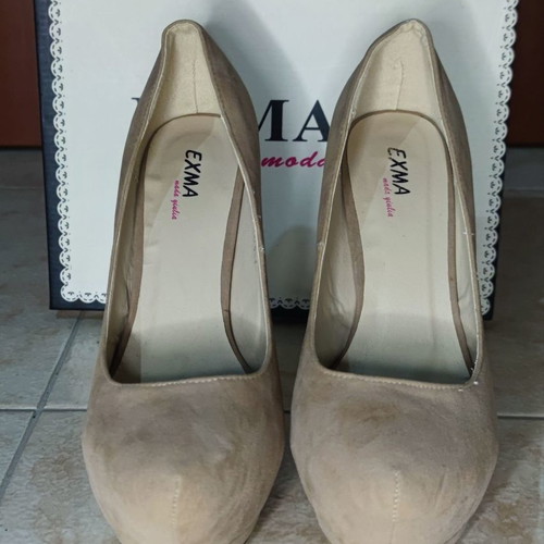 Beige suede pumps used, size 40, 14 cm heel