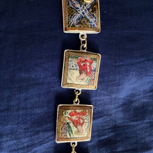 Bracelet Persian miniatures painting used on 925 silver base
