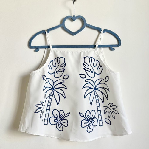 Shein White Tropical Printed Cami Top Size M New