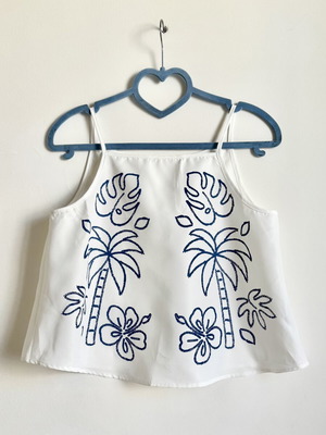 Shein White Tropical Printed Cami Top Size M New