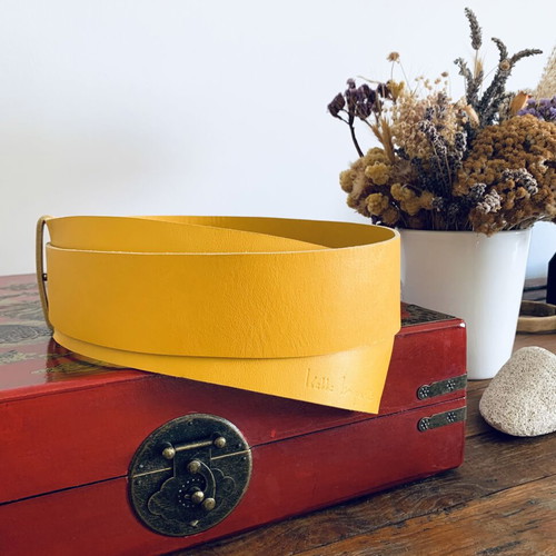 Ioanna Kourbela yellow leather waist belt