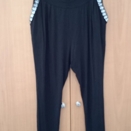 Leggings black used, soft viscose with pockets, size L