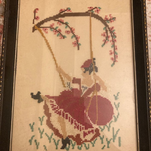 Embroidered painting used, dimensions 23cm by 30cm
