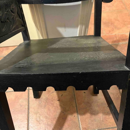 Skyrian chairs used, hand-carved, set of 2