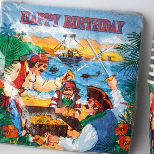 Vintage 90's Pirate Birthday Party 20 Napkins 8 Cups Amscan USA New