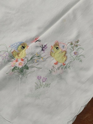 Easter tablecloth like new, cotton 82x82 cm