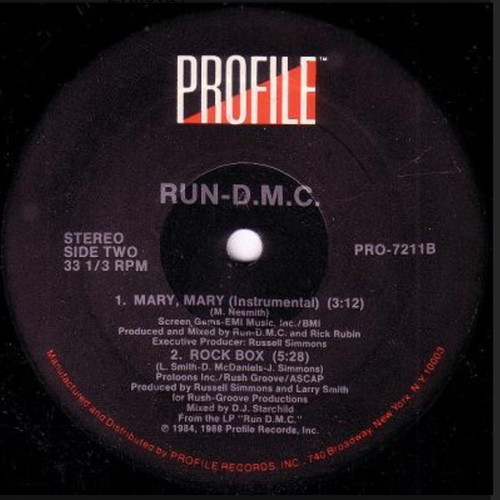 Run DMC Mary Mary 12" single like new