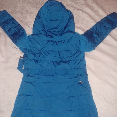 Marella jacket used, turquoise, with belt and hood, size M